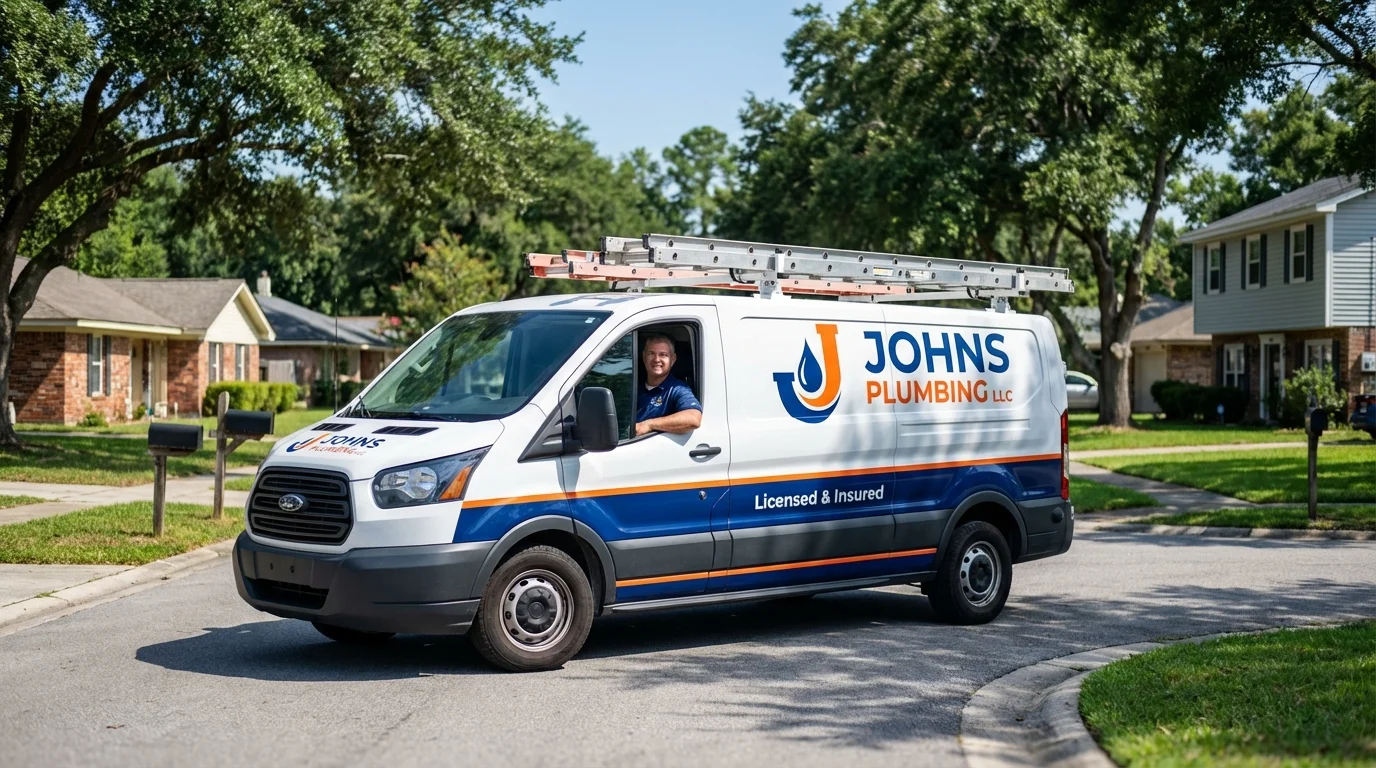 Johns Plumbing LLC service van in Tannersville, PA