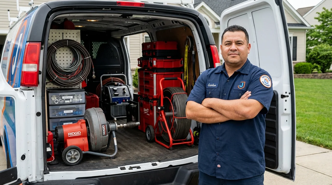 Professional drain cleaning equipment and Johns Plumbing LLC plumber in Tannersville