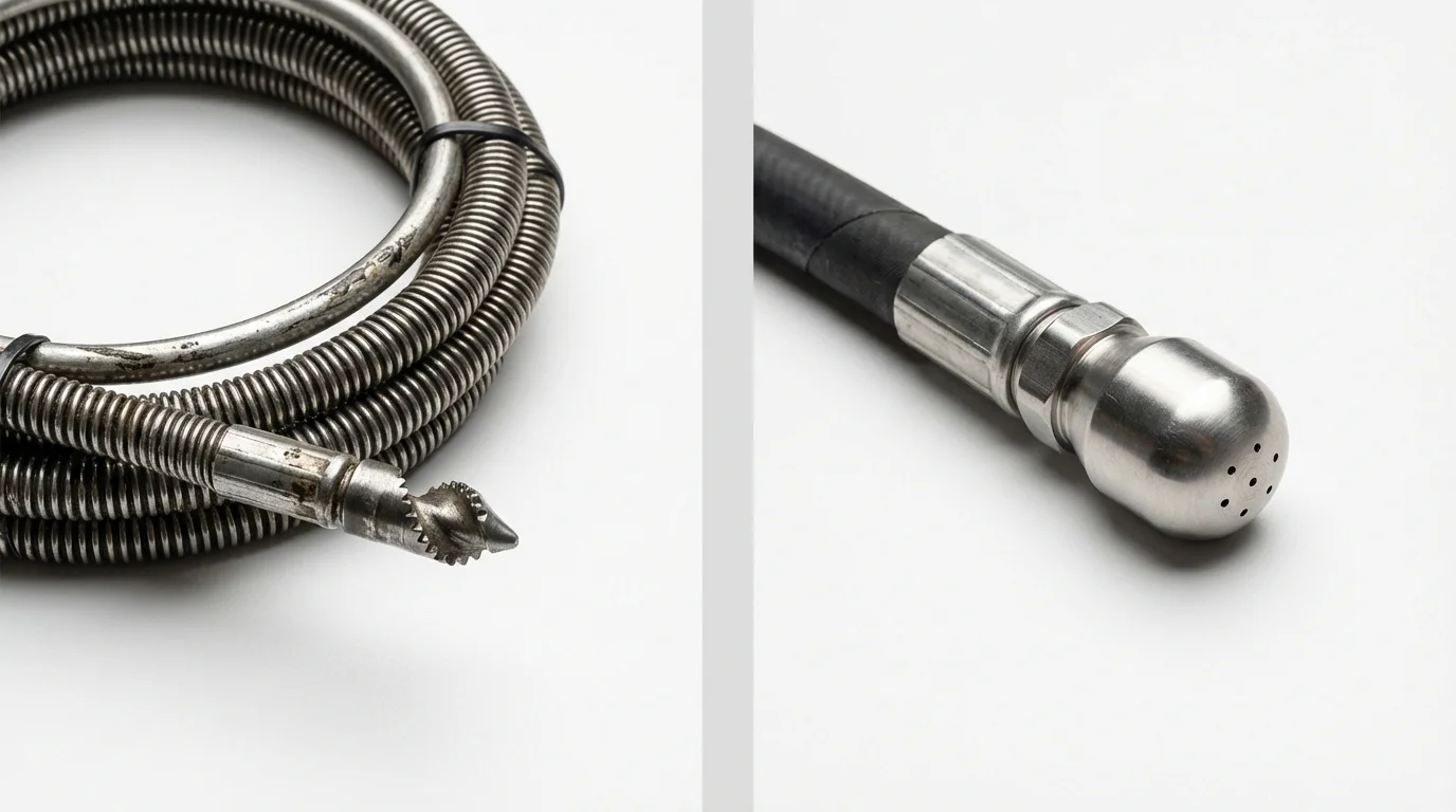 Drain snake cable and hydro jetting nozzle used for drain cleaning in Tannersville, PA