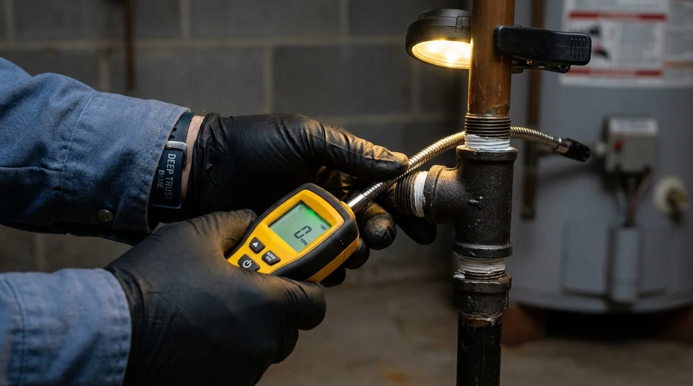 Gas leak detection with electronic sniffer by Johns Plumbing LLC in Tannersville